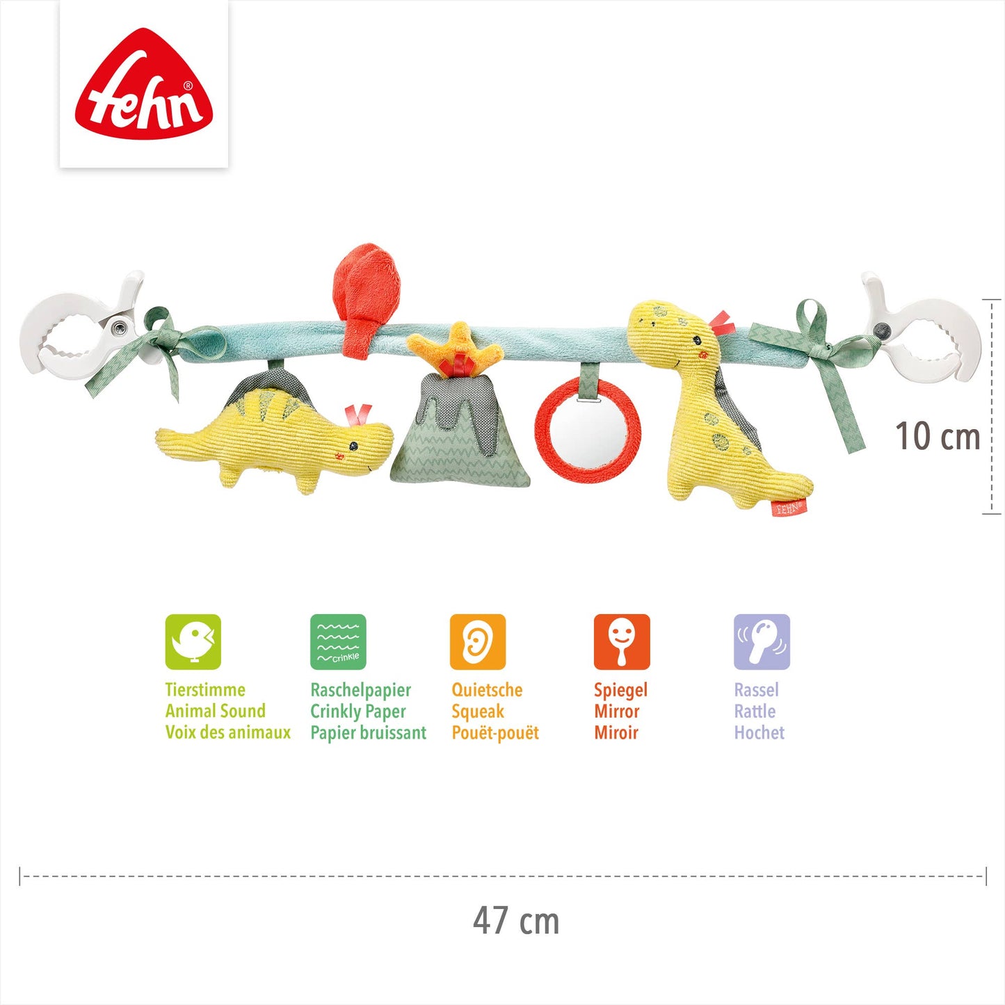 Happy Dino kinderwagenketting - mobiele ketting om op te hangen